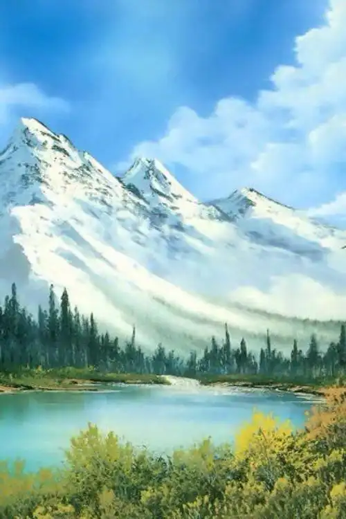 水彩 手绘 树木 清新自然风景画 自然 山水 唯美壁纸