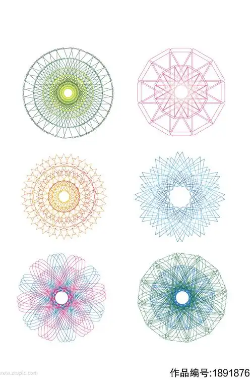 矢量圆形炫丽花纹图案-设计元素素材下载-众图网