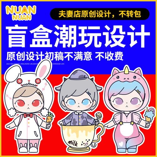 原创ip形象设计萌粒卡通人物吉祥物盲盒潮玩插画三视图设计定制作