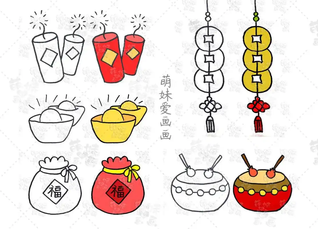 简单易画的春节主题简笔画素材合集