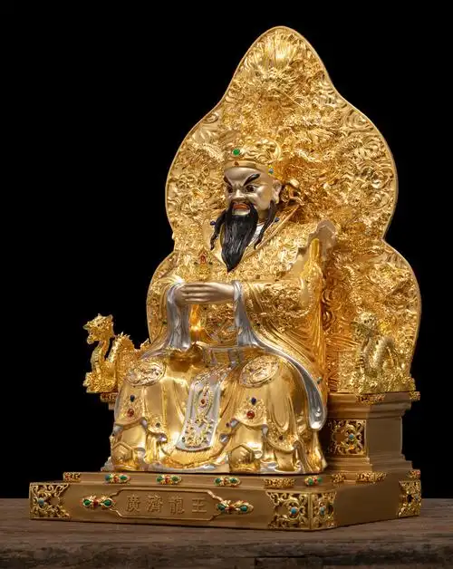 大型广济龙王菩萨佛像纯铜贴金龙五爷神像供奉家用五龙王黑脸五爷 26