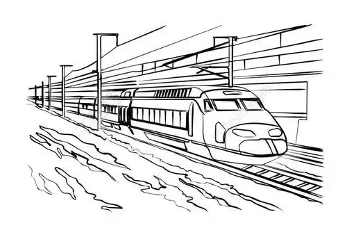 铅笔画高铁设计图png元素模板免费下载_png格式_1349像素_编号