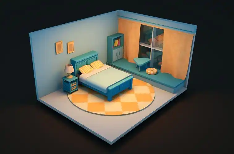 卧室小场景c4d立体建模练习