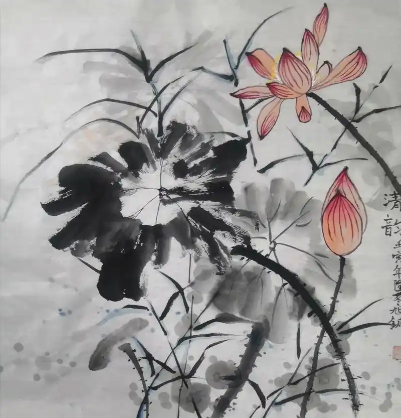 三个下午教的国画荷花! - 抖音