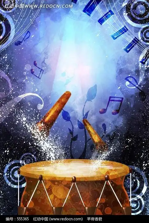鼓和鼓槌抽象音乐背景素材