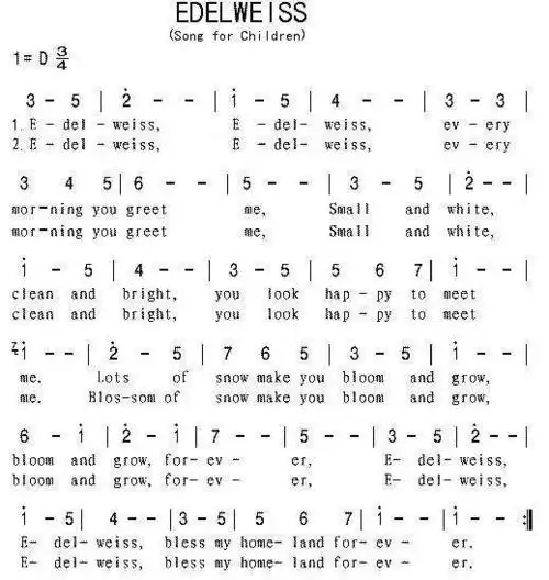 英文名:edelweiss 简介:《雪绒花》被称为奥地利的非正式国歌