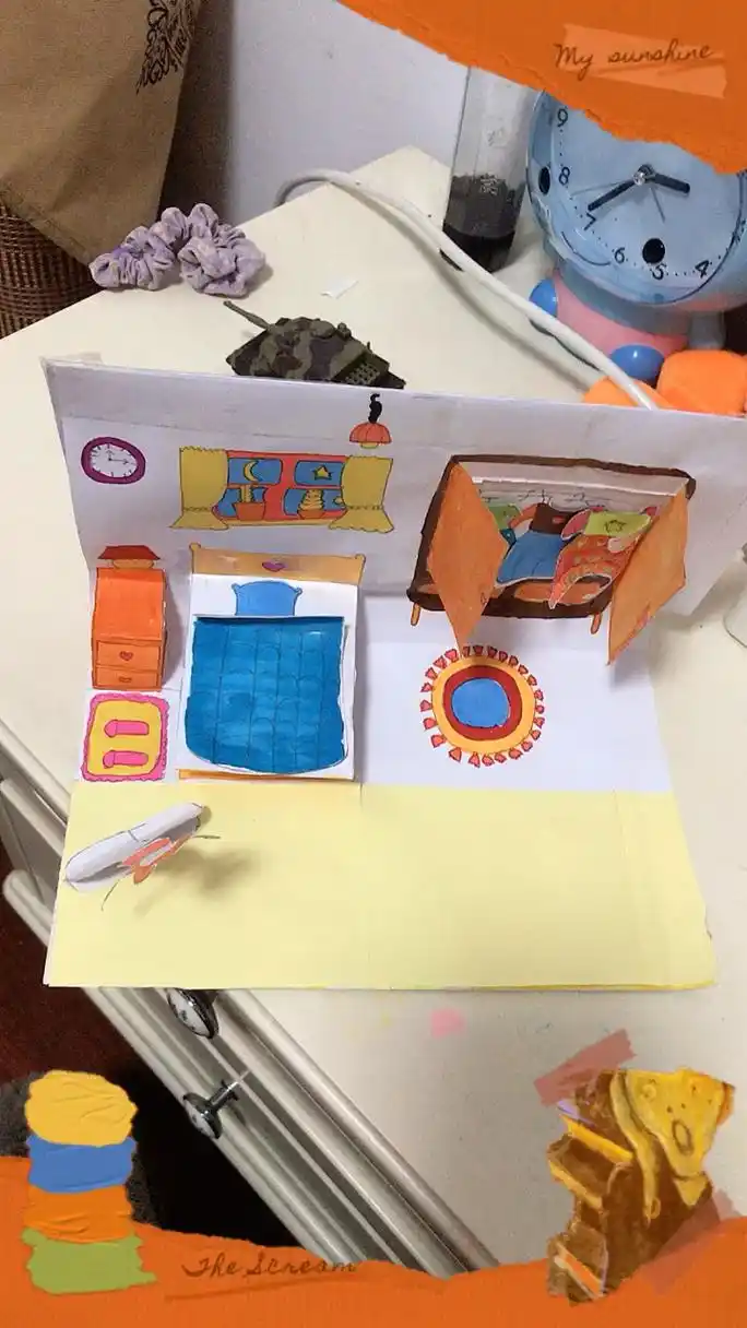 手工卧室立体画  跟头条上学了一个卧室房间,大家看看怎么样,宝妈们一