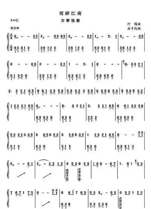 古筝曲谱丨《雨碎江南》_版权