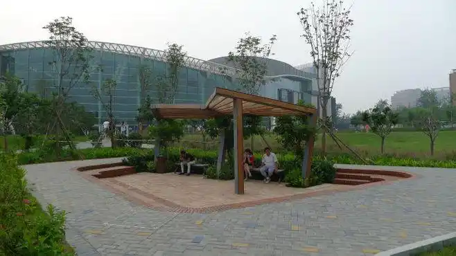 北京颐堤港户外儿童公园设计 凉亭 铺装 台阶 下沉场地