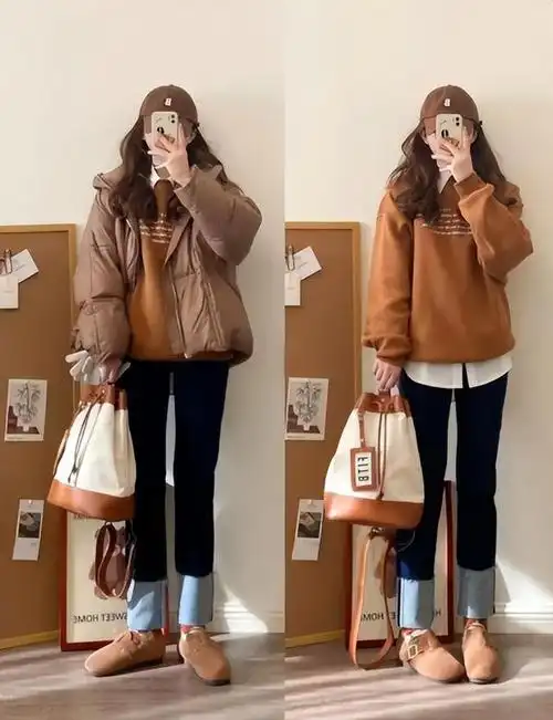 如何利用奶咖色穿出高级感?这些羽绒服穿搭千万别错过,太好看了
