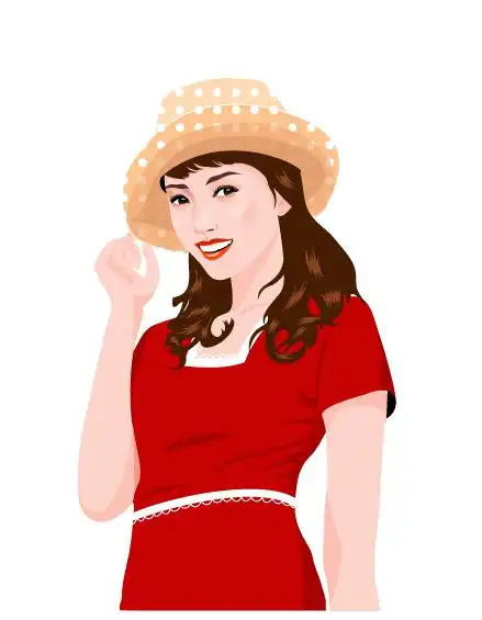 韩国红衣女人卡通矢量图平面广告素材免费下载(图片编号:2838394)-六