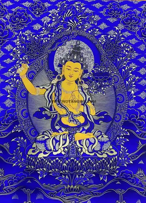 编号138-216601:蓝金唐卡-文殊菩萨(60*45cm左右)