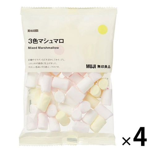 日本进口 无印良品 3色棉花糖 微甜不腻 酸奶风味4袋 60g/50g/80g