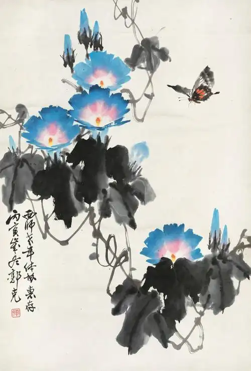 郭克国画牵牛花