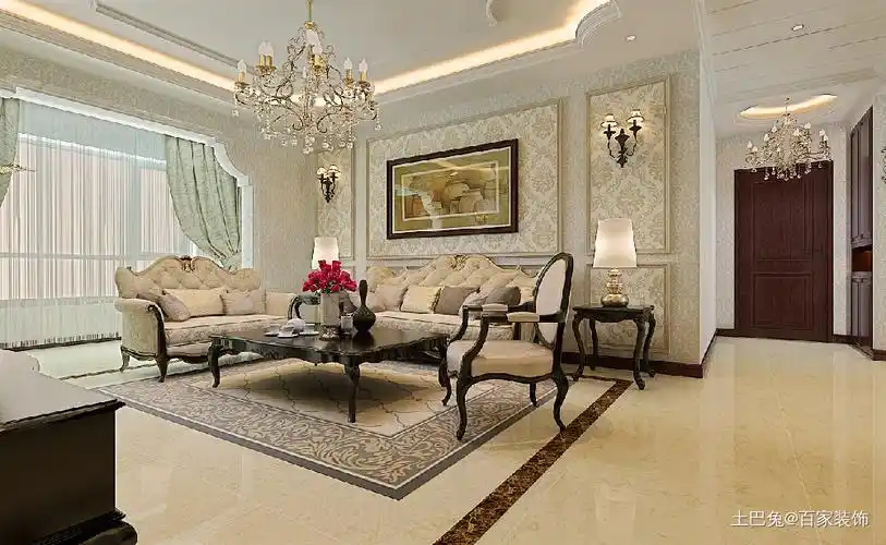 三室二厅128平简欧风格三居欧式豪华家装装修案例效果图