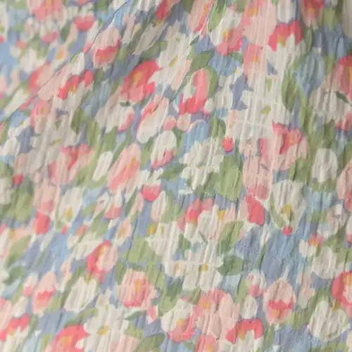 森系彩花暗格雪纺布料小清新衬衫上衣连衣裙长裙汉服装窗帘面料