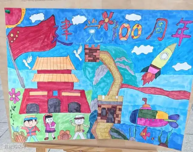 小学生喜迎建党100周年绘画作品