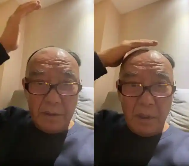 老戏骨李立群晒光头照后脑勺留一撮头发太喜感拍脑袋砰砰作响