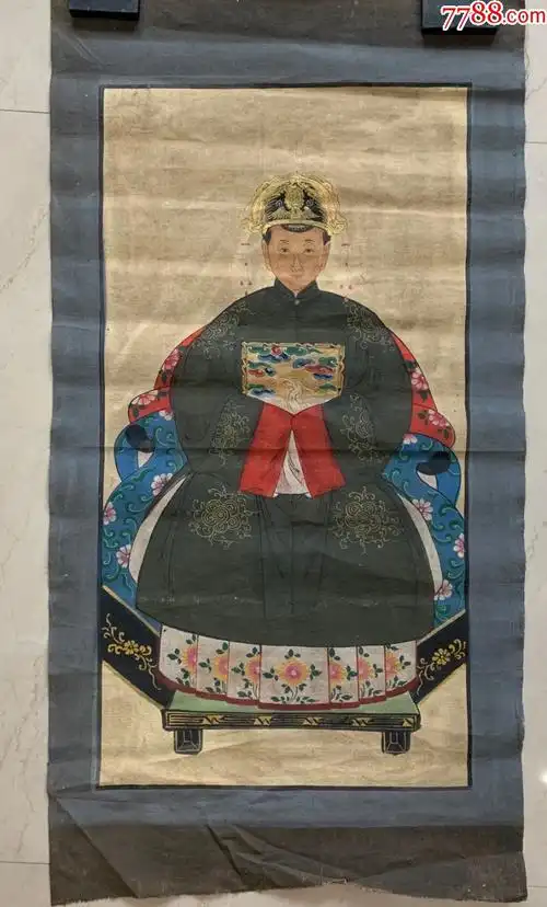 绢本挂画-明代人物绢本画-国画明代皇后画像