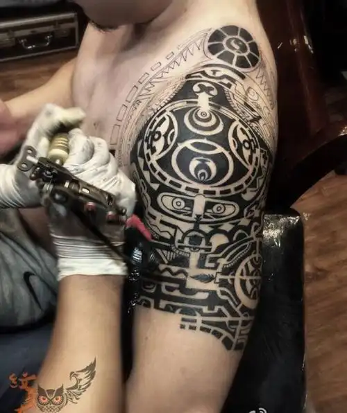 强森图腾纹身图片成品肩部欧美图腾纹身图案