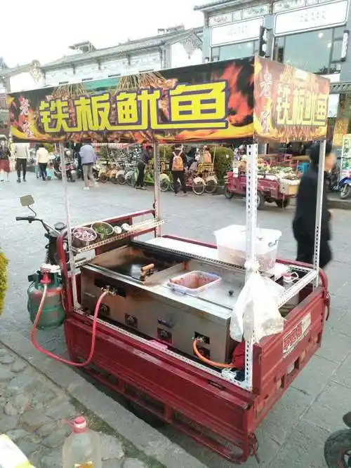铁板鱿鱼烧烤车店面图片