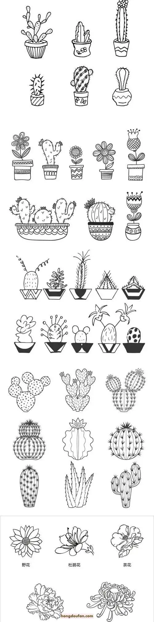 植物卡通简笔画绘画