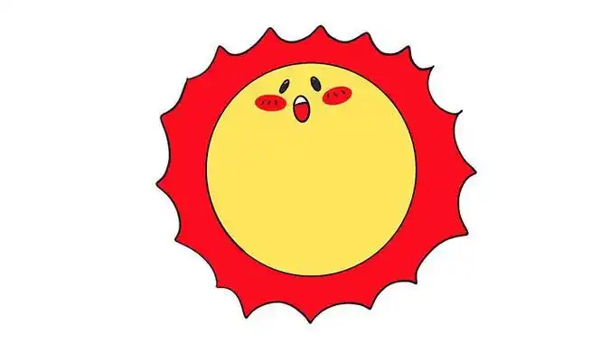 红色的太阳简笔画带颜色