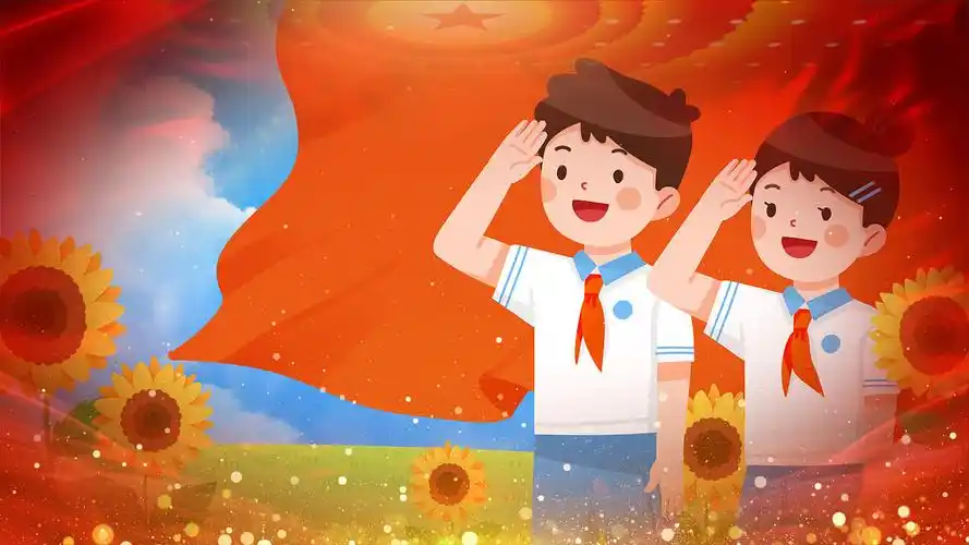 4k童心向党红领巾国庆视频背景ae模板