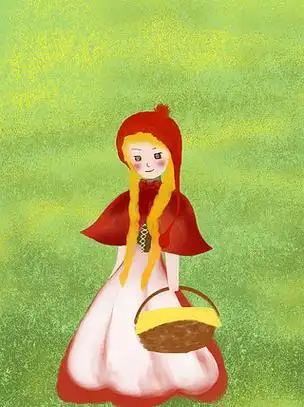 卡片元素漂亮的小红帽兜剪贴画剪纸风童话人物小红帽设计小红帽提着