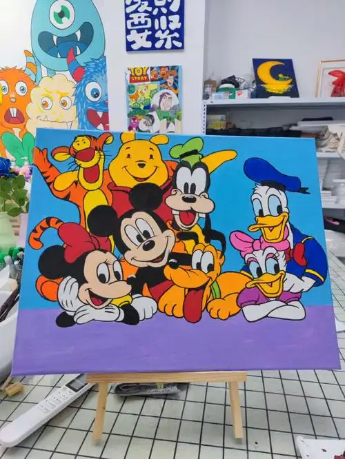 丙烯画  #迪士尼乐园  #迪士尼  #手绘  #网红画室  #米奇米妮