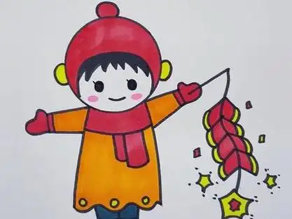 放鞭炮简笔画_放鞭炮简笔画彩色_小朋友放鞭炮简笔画 - 抖音