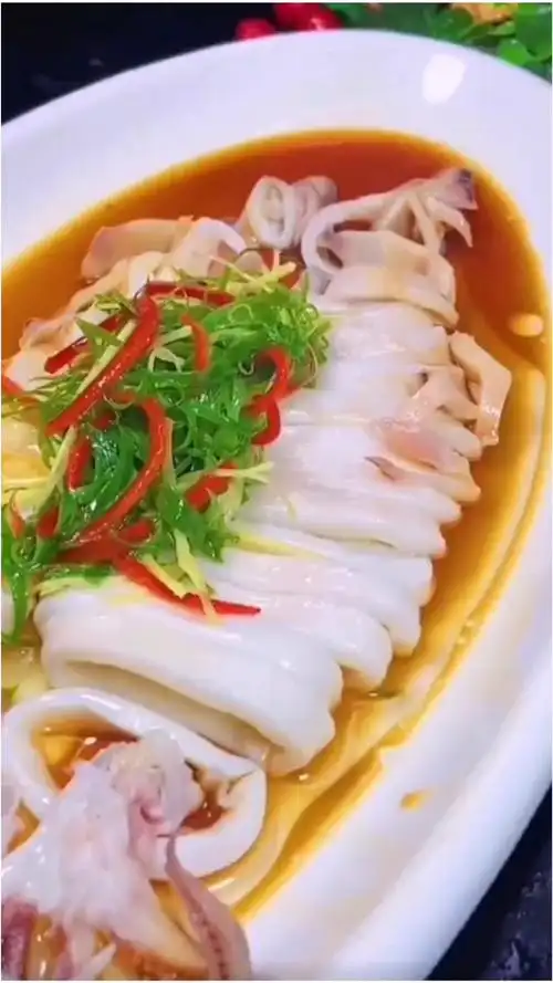 美食#清蒸鱿鱼家常做法