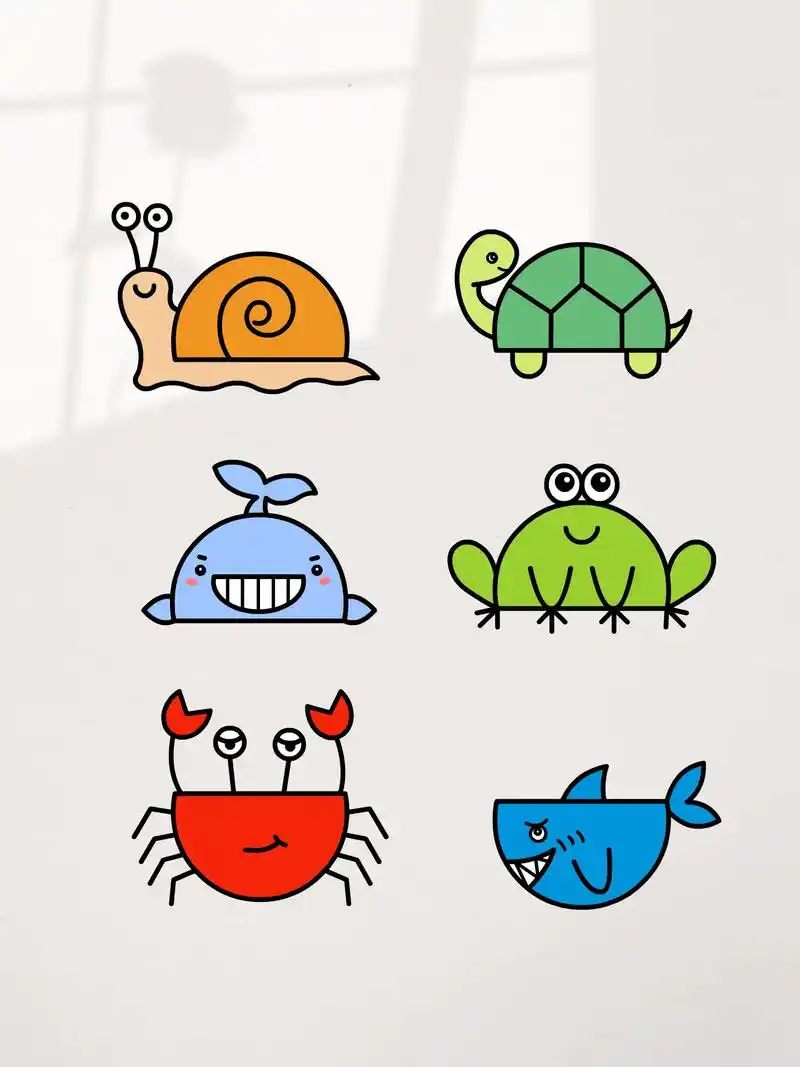 用半圆画各种小动物简笔画交作业了