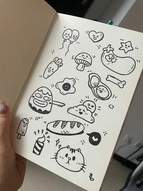 1100简笔画可可爱爱的手帐食物素材