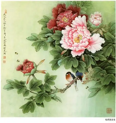 李晓明工笔画牡丹