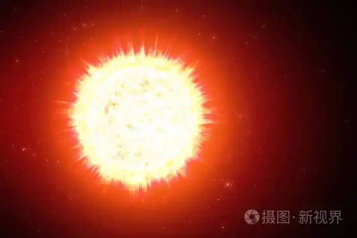 太空中炽热太阳的特写镜头.炽热的星球.热星球.