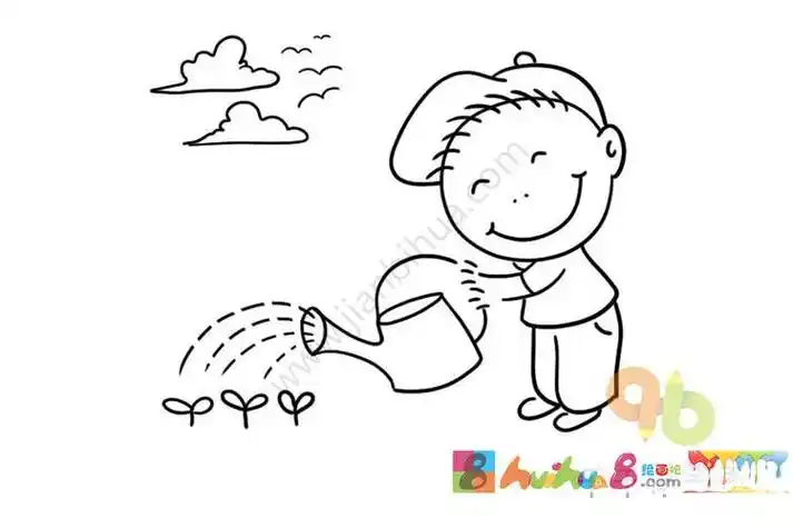 代表春天的小男孩简笔画