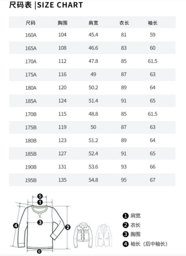 septwolves 七匹狼男士羽绒服尺码表