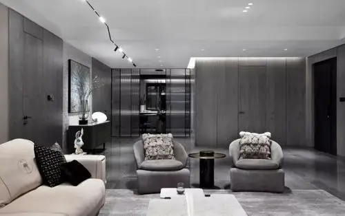 300㎡轻奢风格装修高级黑白灰诠释大宅风范
