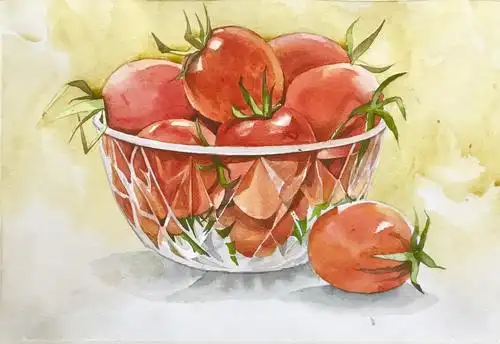 水彩静物西红柿