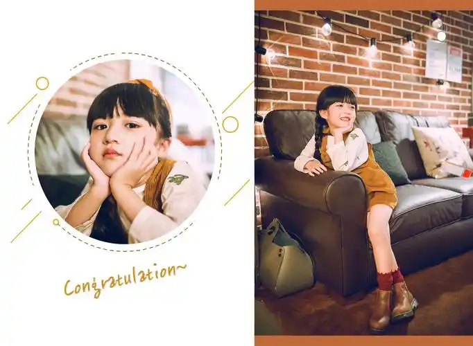 940新版儿童影楼简洁摄影后期样片相样册psd竖版模板字体素材 - 送码