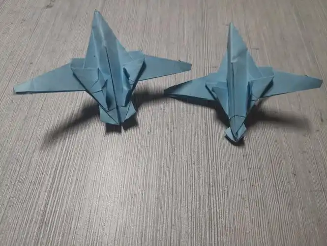 q版f14战斗机折纸,一张正方形纸纯折(原创)