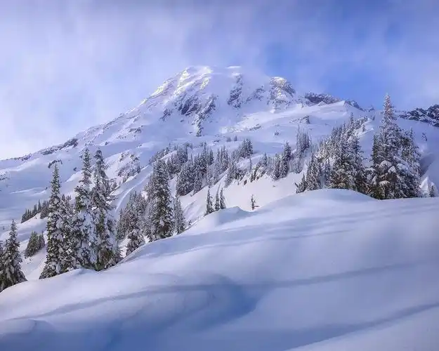 雪,山,天空,冬天