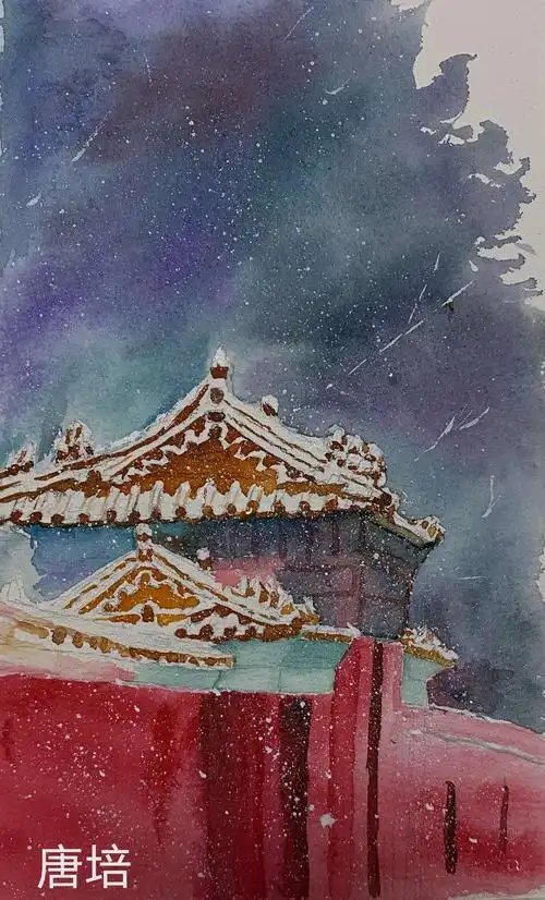 我和水彩有个约绘 第五弹【故宫的雪】【玫瑰】