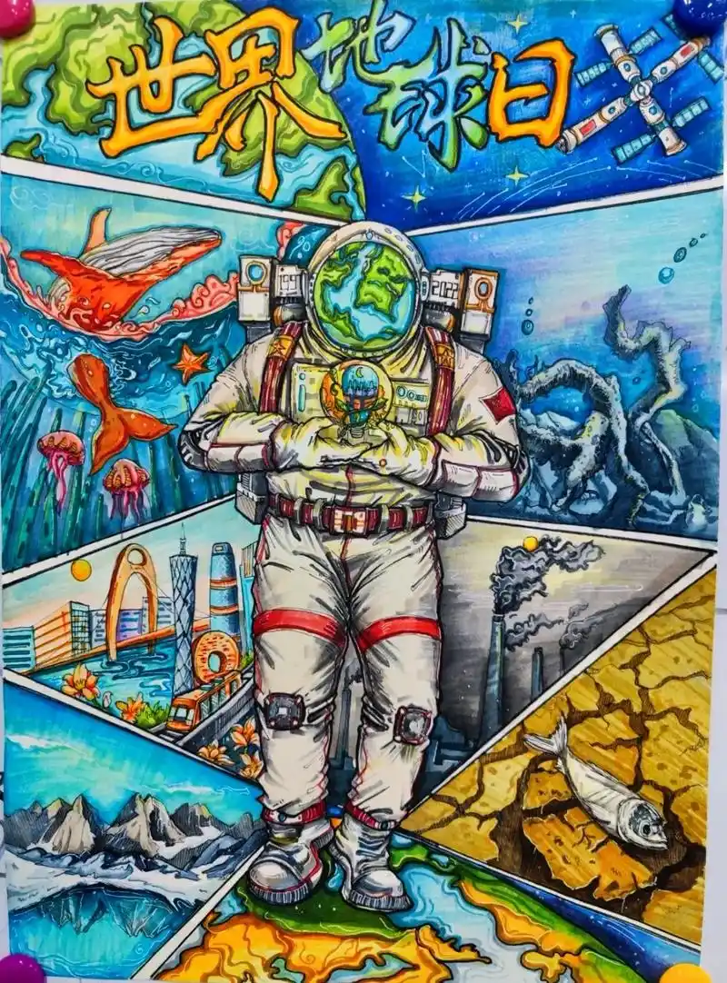 世界地球日绿色环保低碳保护环境碳排放绘画.#创作灵感 #地球 - 抖音