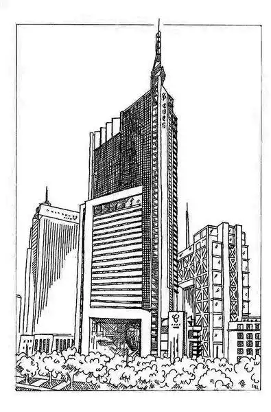 大厦简笔画 儿童画高楼大厦简笔画