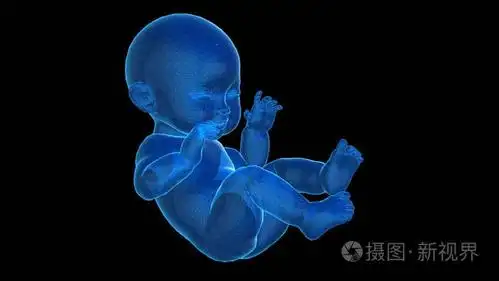 线框模型的婴儿.3d 渲染