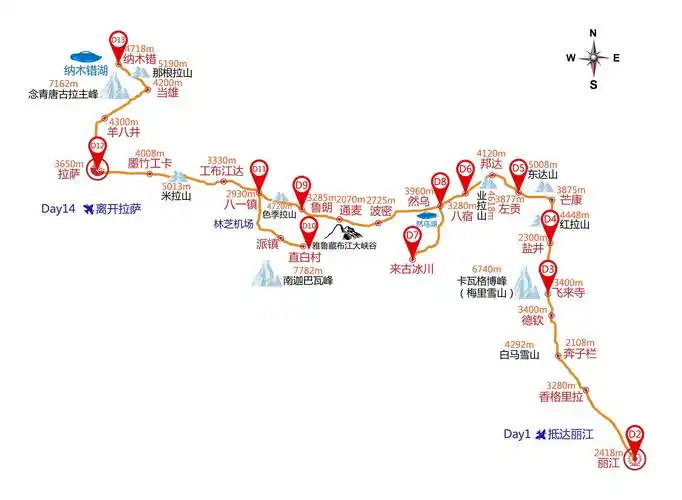 丽江 香格里拉 德钦 芒康 左贡 八宿 波密 鲁朗 林芝 拉萨 纳木措14日