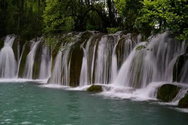 柔柔的流水九寨沟箭竹海瀑布