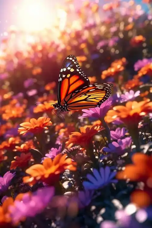 蝶恋花蝴蝶花卉摄影图